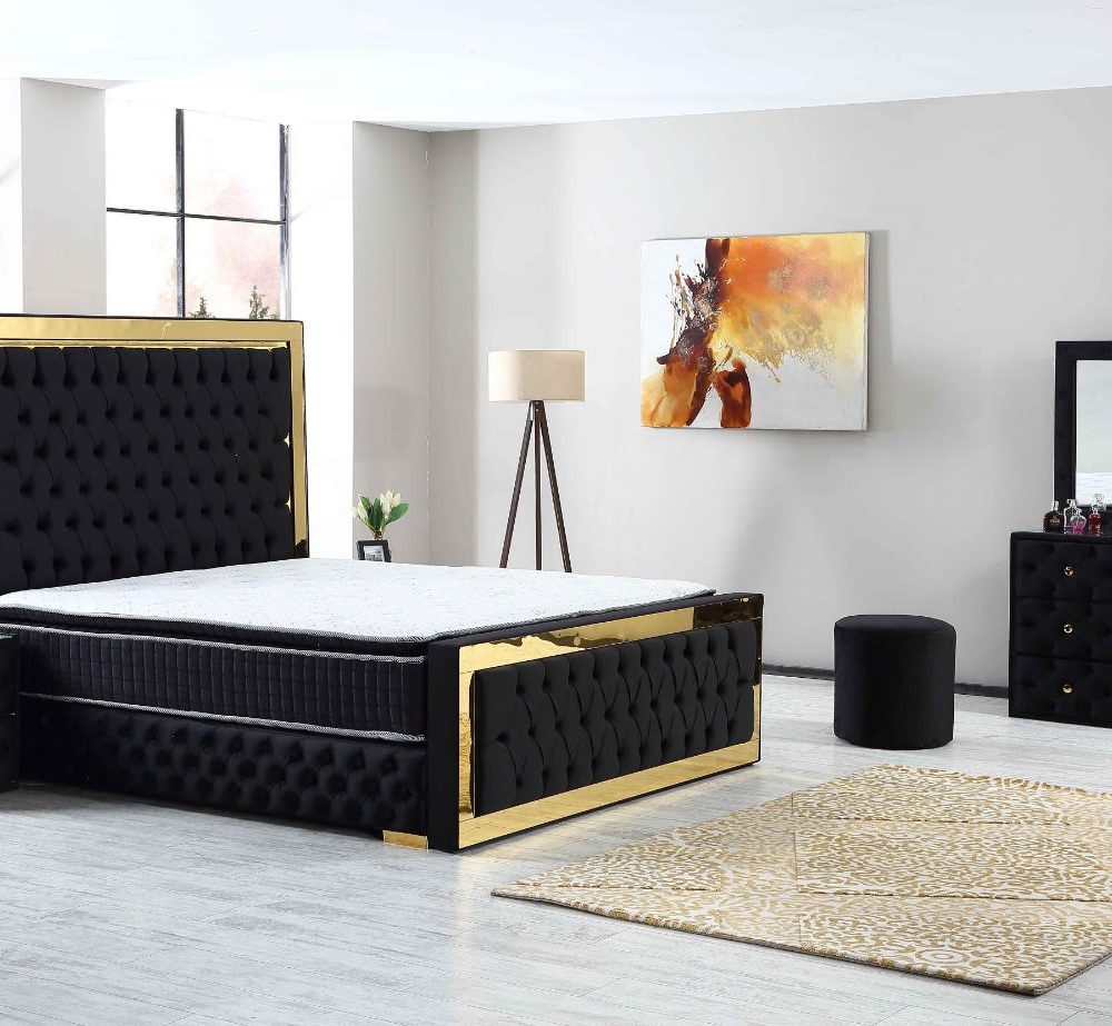 Lennon säng i svart färg.